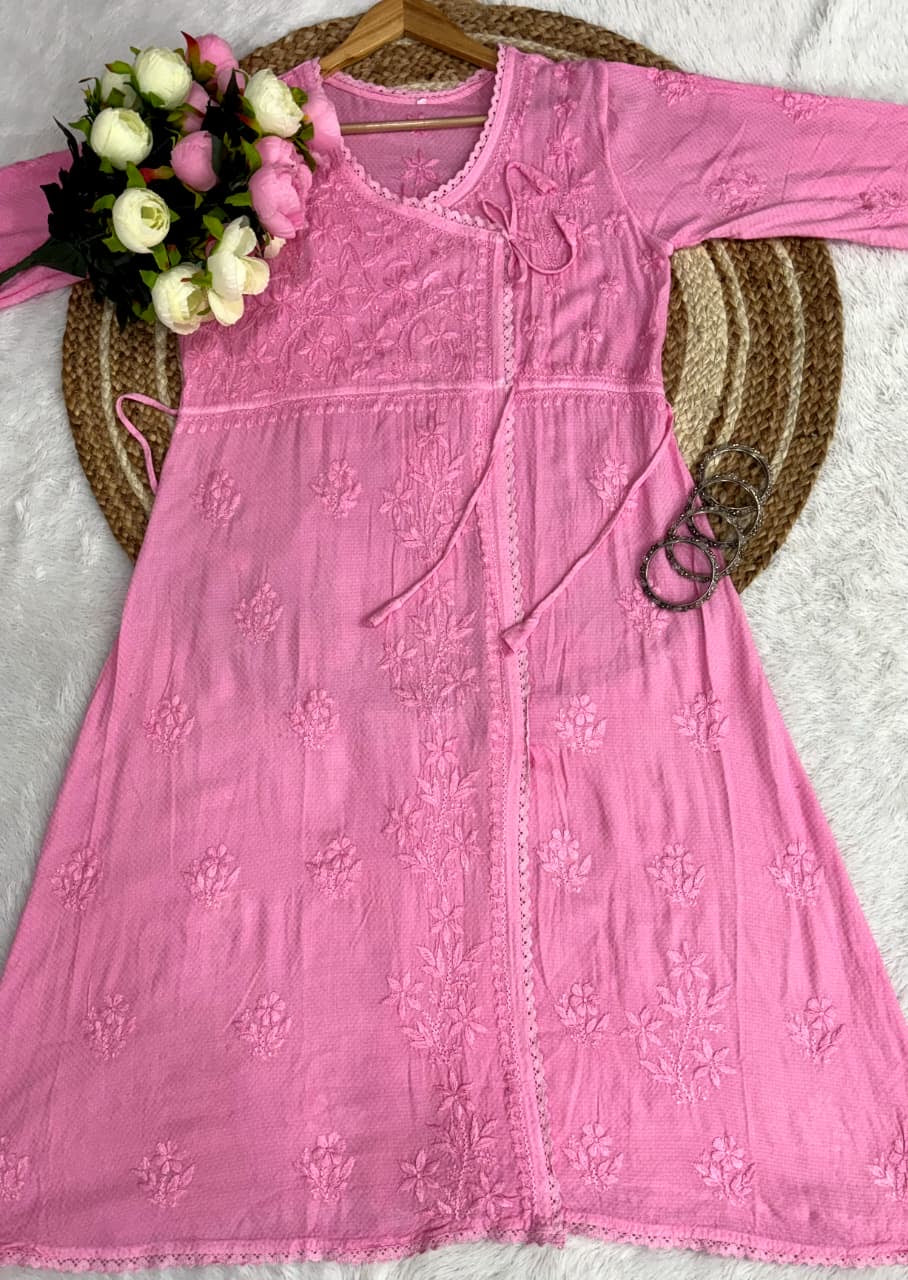 Ghas Patti Hand Work Reyon Dot Fabric Dori Lace Angrakha