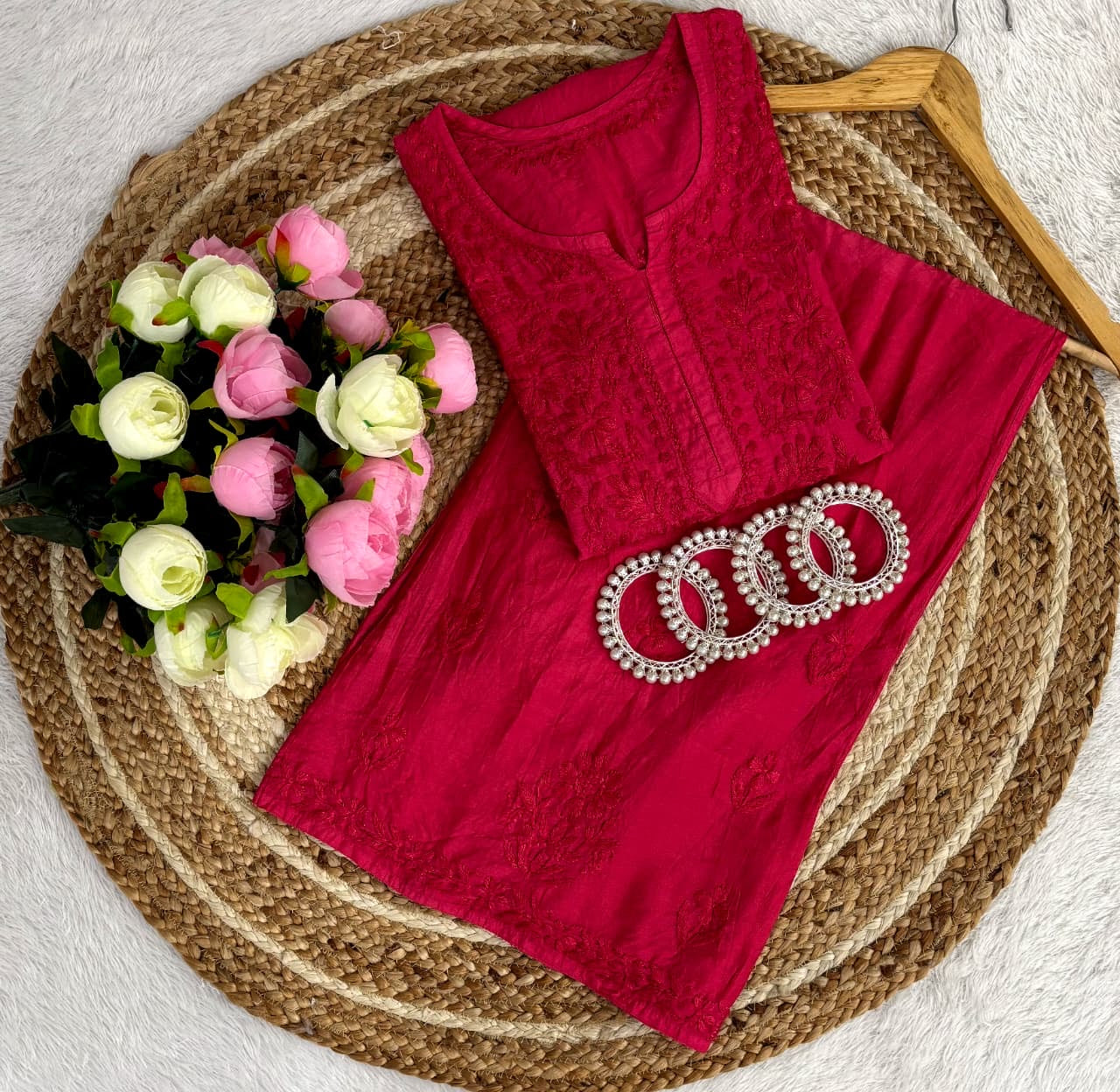 Chanderi Gala Chadi Cross Set