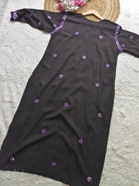 Dual thread black chikankari kurti with front and back work*