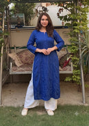 Chanderi 3d Gala Panel chikankari kurti