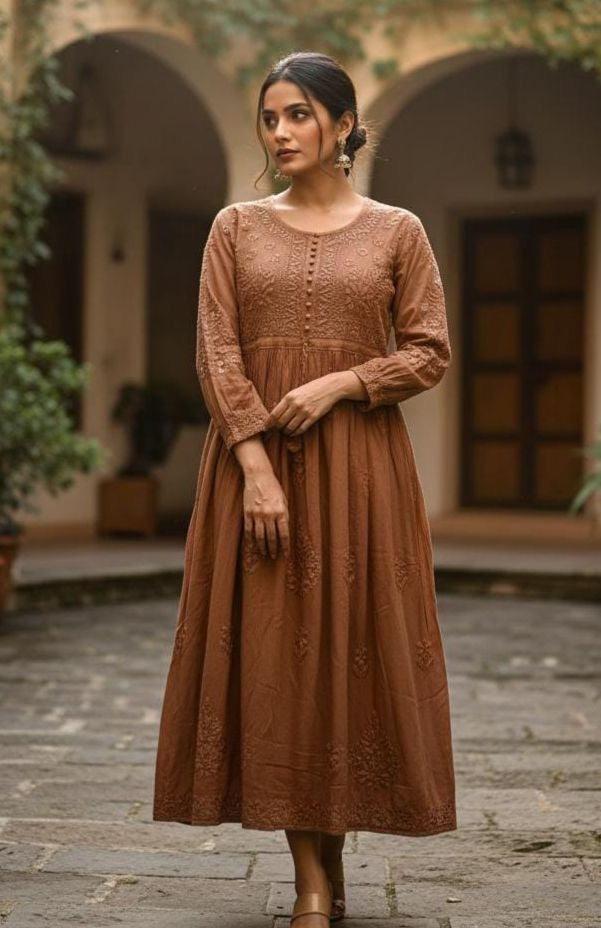 Heavy Yolk Handwork Rayon Gown