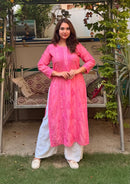 Gala Panel Buta Aplic designed Chikankari Kurta