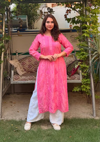 Gala Panel Buta Aplic designed Chikankari Kurta
