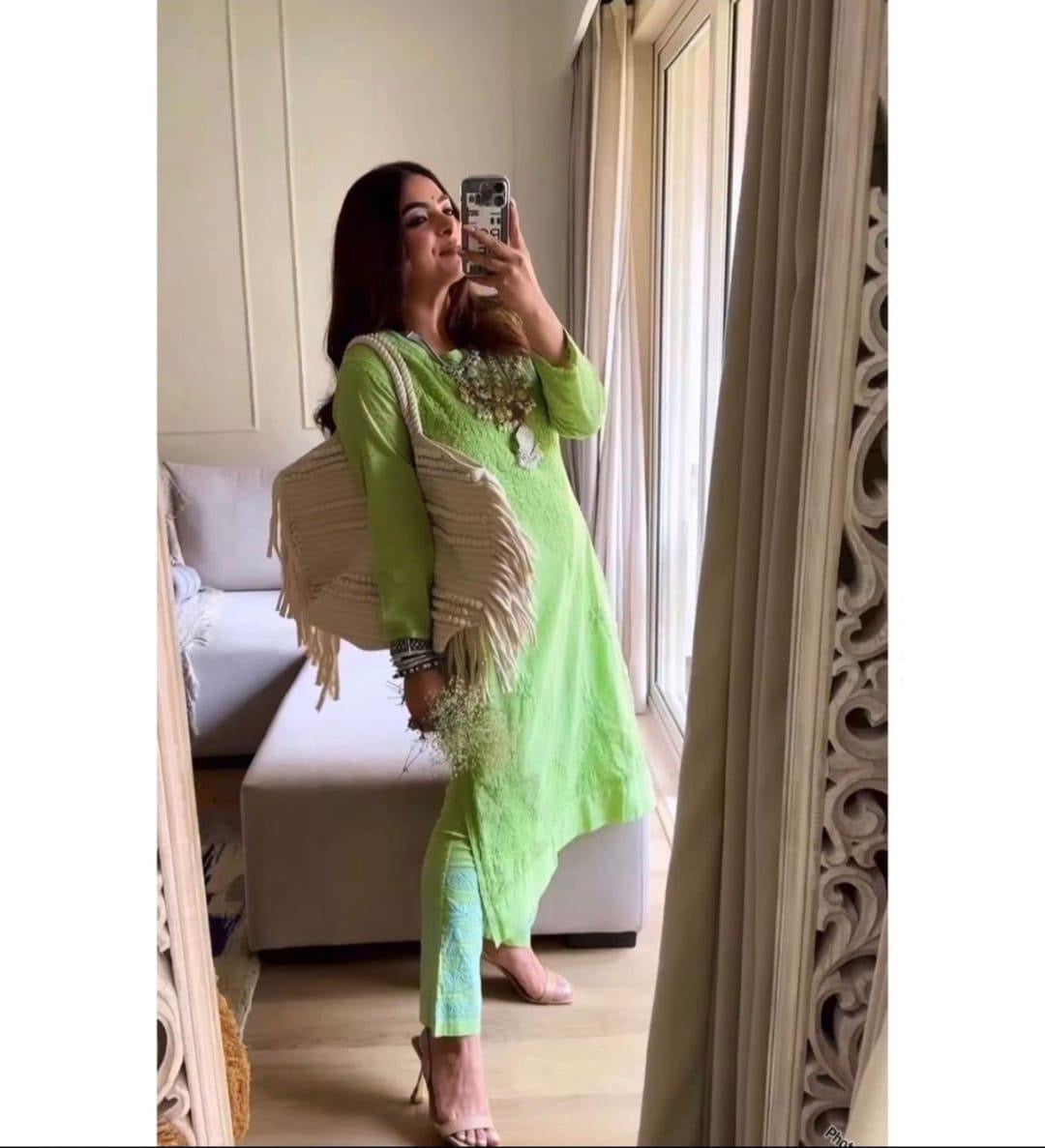 Dobby Cotton White embroidered chikankari Set