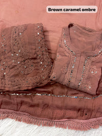 4pc Georgette  mirror work Set With Inner