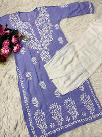 Heavy Daman chikankari work Long Kurta