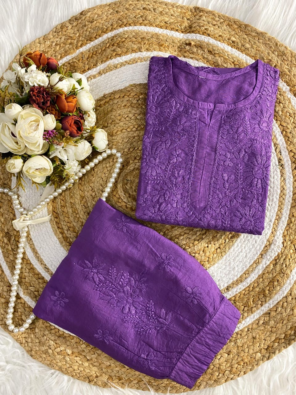 Chanderi Soft Fabric Kurti paired with stylish Afghani Salwar