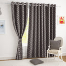 2 Pcs Blackout Foil Grey & Silver Criss Cross Window/Door/Long Door Curtains