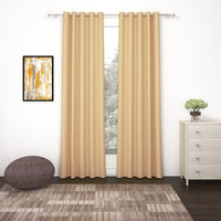 2 Pcs Cream Blackout Faux Silk Room Darkening Window/Door/Semi Long Door/Long Door Curtains