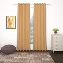 2 Pcs Mustard Blackout Faux Silk Room Darkening Window/Door/Semi Long Door/Long Door Curtains