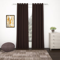 2 Pcs Brown Blackout Faux Silk Room Darkening Window/Door/Semi Long Door/Long Door Curtains