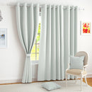 2 Pcs Grey Blackout Faux Silk Room Darkening Window/Door/Semi Long Door/Long Door Curtains