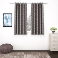 2 Pcs Blackout Foil Grey & Silver Curvy Line Dots Window/Door/Long Door Curtains