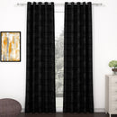 2 Pcs Black Grunge Blackout Emboss Faux Silk Room Darkening Window/Door/Long Door Curtains