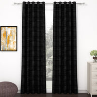 2 Pcs Black Grunge Blackout Emboss Faux Silk Room Darkening Window/Door/Long Door Curtains