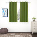 2 Pcs Green Blackout Faux Silk Room Darkening Window/Door/Semi Long Door/Long Door Curtains
