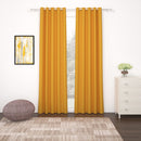 2 Pcs Mustard Blackout Faux Silk Room Darkening Window/Door/Long Door Curtains