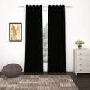 2 Pcs Black Blackout Faux Silk Room Darkening Window/Door/Semi Long Door/Long Door Curtains