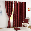 2 Pcs Blackout Foil Maroon & Golden Curvy line Dots Window/Door/Long Door Curtains