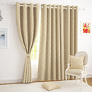 2 Pcs Blackout Foil Beige & Golden Criss Cross Window/Door/Long Door Curtains