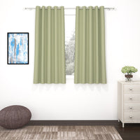 2 Pcs Green Blackout Faux Silk Room Darkening Window/Door/Semi Long Door/Long Door Curtains