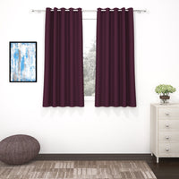 2 Pcs Purple Blackout Faux Silk Room Darkening Window/Door/Semi Long Door/Long Door Curtains