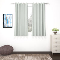 2 Pcs Grey Blackout Faux Silk Room Darkening Window/Door/Semi Long Door/Long Door Curtains