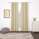 2 Pcs Blackout Foil Beige & Golden Hexagon Window/Door/Long Door Curtains