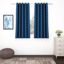 2 Pcs Blackout Foil Blue & Silver Criss Cross Window/Door/Long Door Curtains