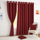 2 Pcs Blackout Foil Maroon & Golden Hexagon Window/Door/Long Door Curtains