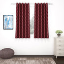 2 Pcs Blackout Foil Maroon & Golden Criss Cross Window/Door/Long Door Curtains