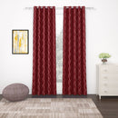 2 Pcs Blackout Foil Maroon & Golden Curvy line Dots Window/Door/Long Door Curtains