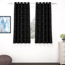 2 Pcs Black Grunge Blackout Emboss Faux Silk Room Darkening Window/Door/Long Door Curtains