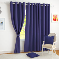 2 Pcs Violet Blackout Faux Silk Room Darkening Window/Door/Semi Long Door/Long Door Curtains