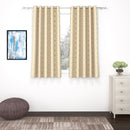 2 Pcs Blackout Foil Beige & Golden Hexagon Window/Door/Long Door Curtains