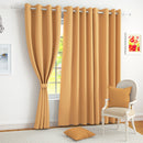2 Pcs Mustard Blackout Faux Silk Room Darkening Window/Door/Semi Long Door/Long Door Curtains