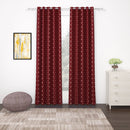 2 Pcs Blackout Foil Maroon & Golden Hexagon Window/Door/Long Door Curtains