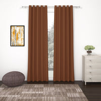 2 Pcs Brown Blackout Faux Silk Room Darkening Window/Door/Semi Long Door/Long Door Curtains