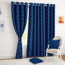 2 Pcs Blackout Foil Blue & Silver Criss Cross Window/Door/Long Door Curtains
