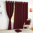 2 Pcs Maroon Blackout Faux Silk Room Darkening Window/Door/Semi Long Door/Long Door Curtains
