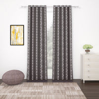 2 Pcs Blackout Foil Grey & Silver Criss Cross Window/Door/Long Door Curtains