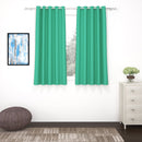 2 Pcs Green Blackout Faux Silk Room Darkening Window/Door/Semi Long Door/Long Door Curtains