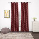 2 Pcs Blackout Foil Maroon & Golden Criss Cross Window/Door/Long Door Curtains