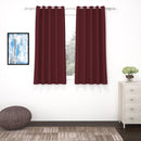 2 Pcs Maroon Blackout Faux Silk Room Darkening Window/Door/Semi Long Door/Long Door Curtains