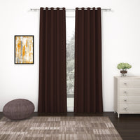2 Pcs Brown Blackout Faux Silk Room Darkening Window/Door/Semi Long Door/Long Door Curtains