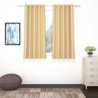 2 Pcs Cream Blackout Faux Silk Room Darkening Window/Door/Semi Long Door/Long Door Curtains