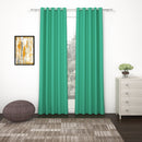 2 Pcs Green Blackout Faux Silk Room Darkening Window/Door/Semi Long Door/Long Door Curtains