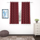 2 Pcs Blackout Foil Maroon & Golden Curvy line Dots Window/Door/Long Door Curtains