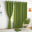 2 Pcs Green Blackout Faux Silk Room Darkening Window/Door/Semi Long Door/Long Door Curtains