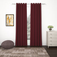 2 Pcs Maroon Blackout Faux Silk Room Darkening Window/Door/Semi Long Door/Long Door Curtains